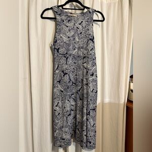 Athleta Blue and White Leaf Print Jumpsuit